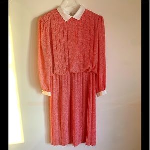 • VINTAGE 70s NWT red white polka dot secretary Dress •